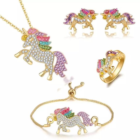 Lovely 18KGP Unicorn Earrings - Picture 5 of 6